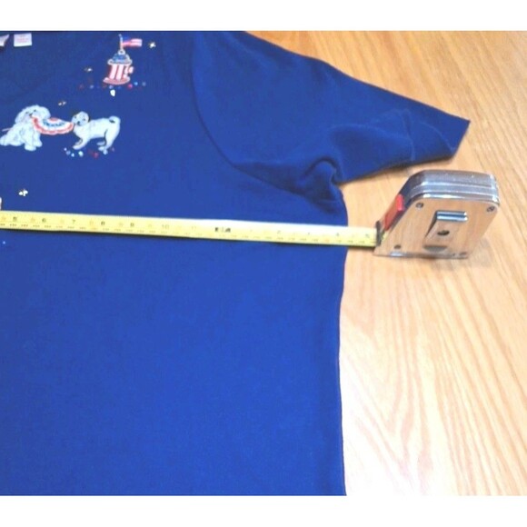 QUACKER FACTORY Embroidered Dog Lover Jersey Tunic Royal Blue Jeweled Sz 3X - Picture 14 of 16